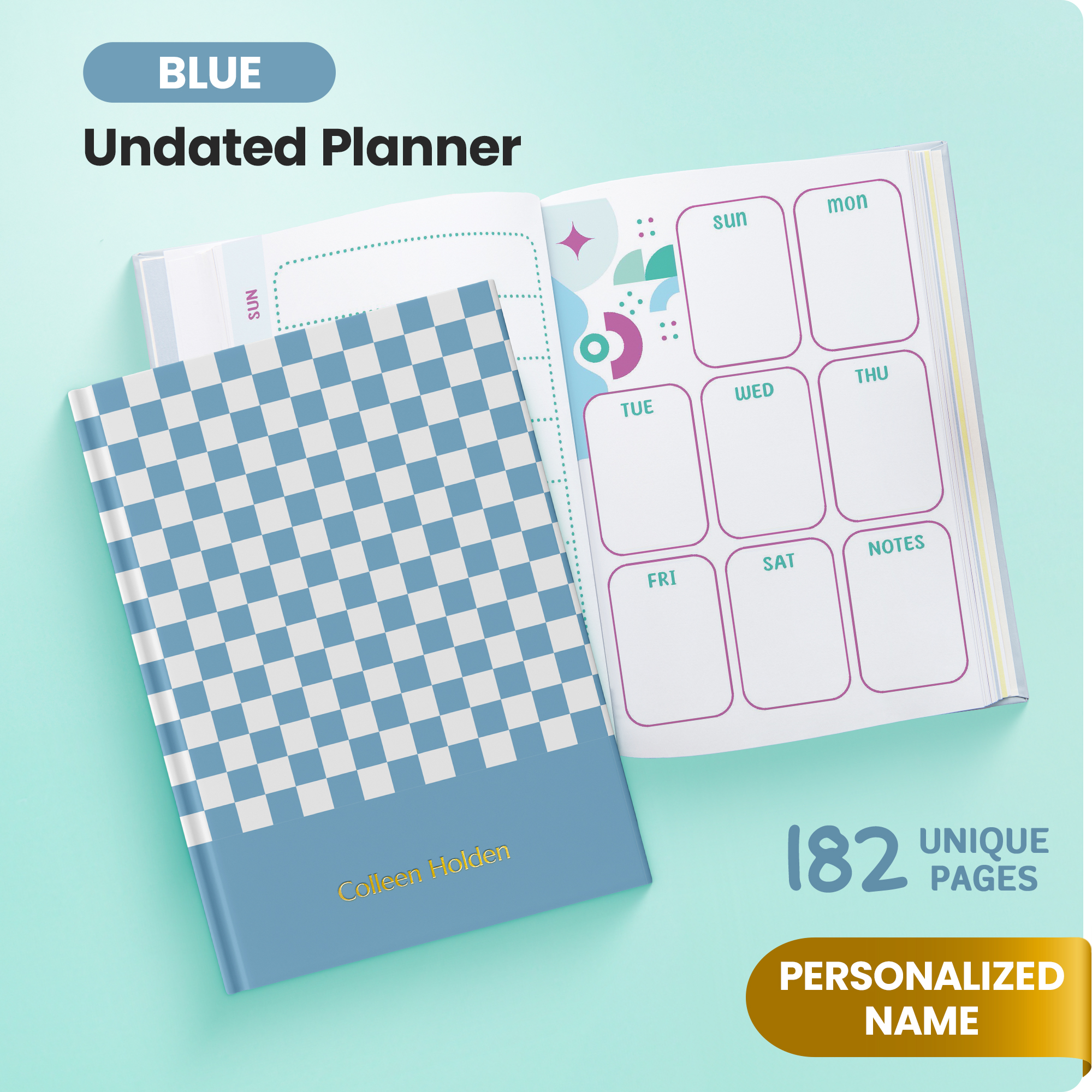 Personalized Undated Planner - Blue